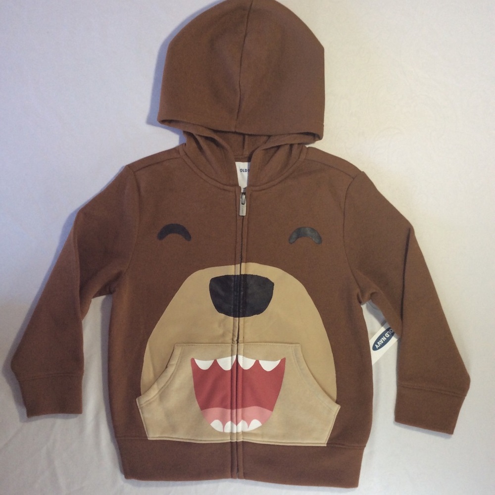 Old Navy Boys Bear Sweatshirt with Zipper 4T NWT